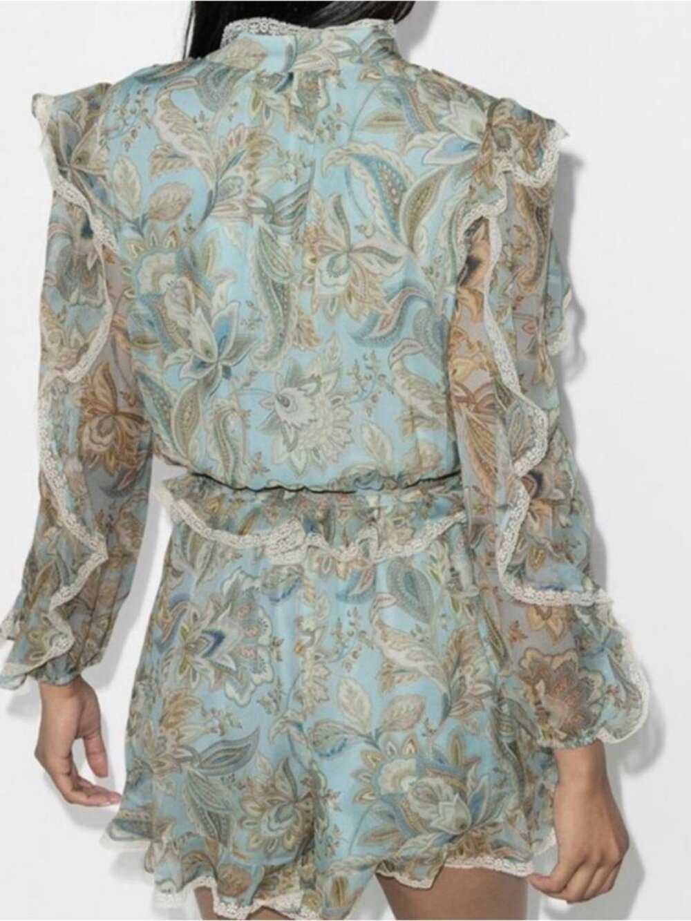 Zimmermann Ladybettle Ruffled Paisley-Print Silk Playsuit Size 2